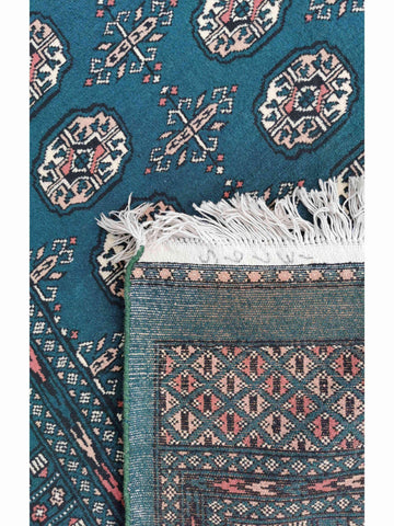 275 x 193 cm Pakistan Bukhara Traditional Green Large Rug - Rugmaster