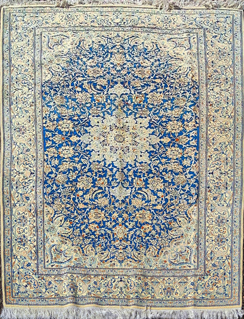 276 x 168 cm Persian Nain Blue Traditional Blue Large Rug - Rugoutlet
