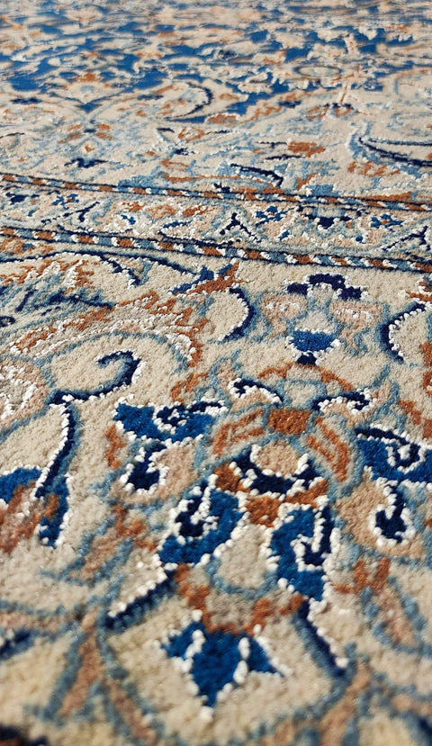 276 x 168 cm Persian Nain Blue Traditional Blue Large Rug - Rugoutlet