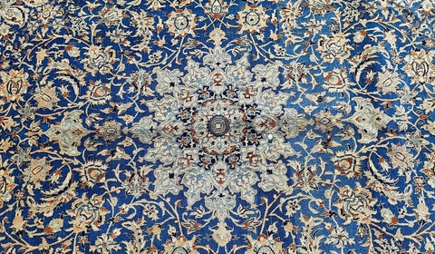 276 x 168 cm Persian Nain Blue Traditional Blue Large Rug - Rugoutlet