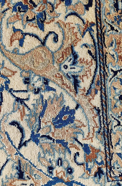 276 x 168 cm Persian Nain Blue Traditional Blue Large Rug - Rugoutlet