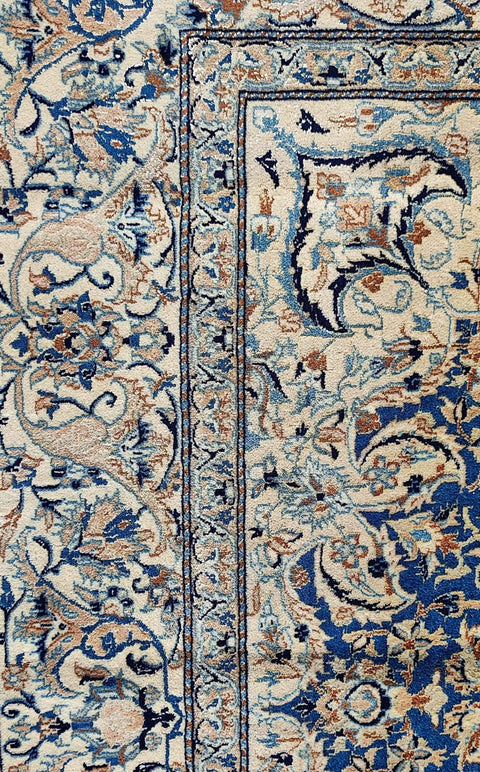 276 x 168 cm Persian Nain Blue Traditional Blue Large Rug - Rugoutlet