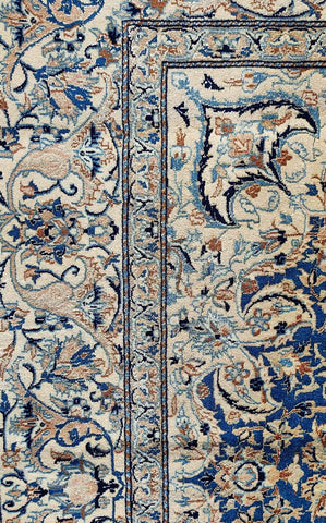 276 x 168 cm Persian Nain Blue Traditional Blue Large Rug - Rugoutlet