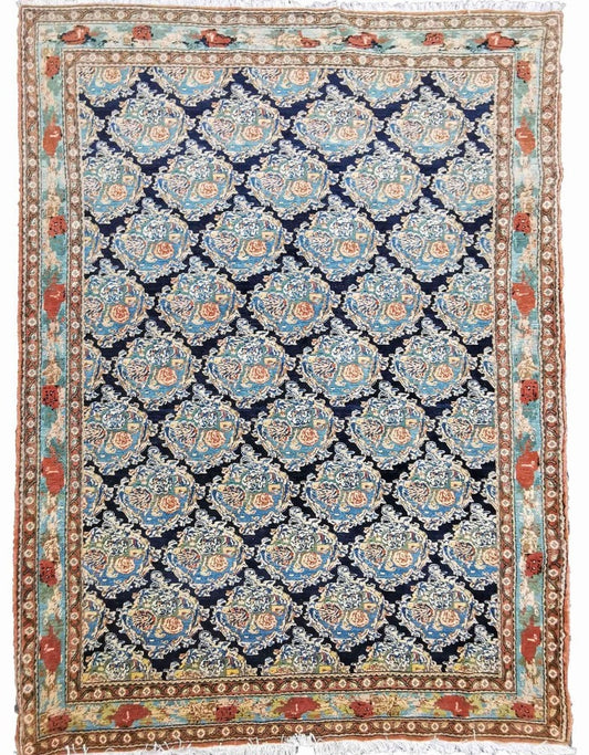 276 x 200 cm Senneh Traditional Blue Large Rug - Rugoutlet