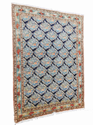 276 x 200 cm Senneh Traditional Blue Large Rug - Rugoutlet