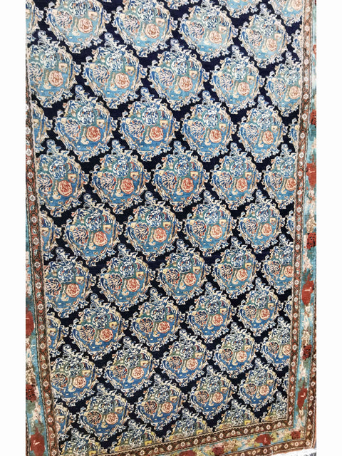 276 x 200 cm Senneh Traditional Blue Large Rug - Rugoutlet