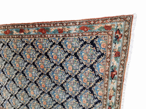 276 x 200 cm Senneh Traditional Blue Large Rug - Rugoutlet