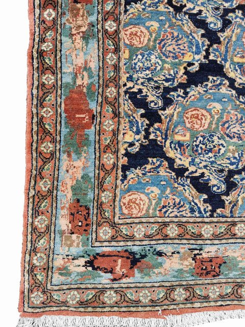 276 x 200 cm Senneh Traditional Blue Large Rug - Rugoutlet
