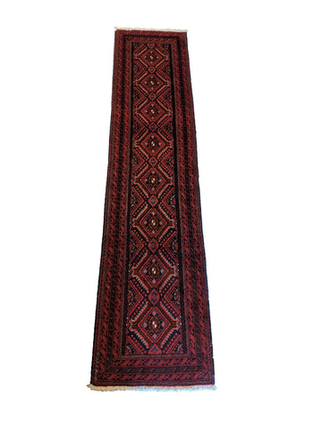 277 x 62 cm Persian Baluch Traditional Red Rug - Rugoutlet