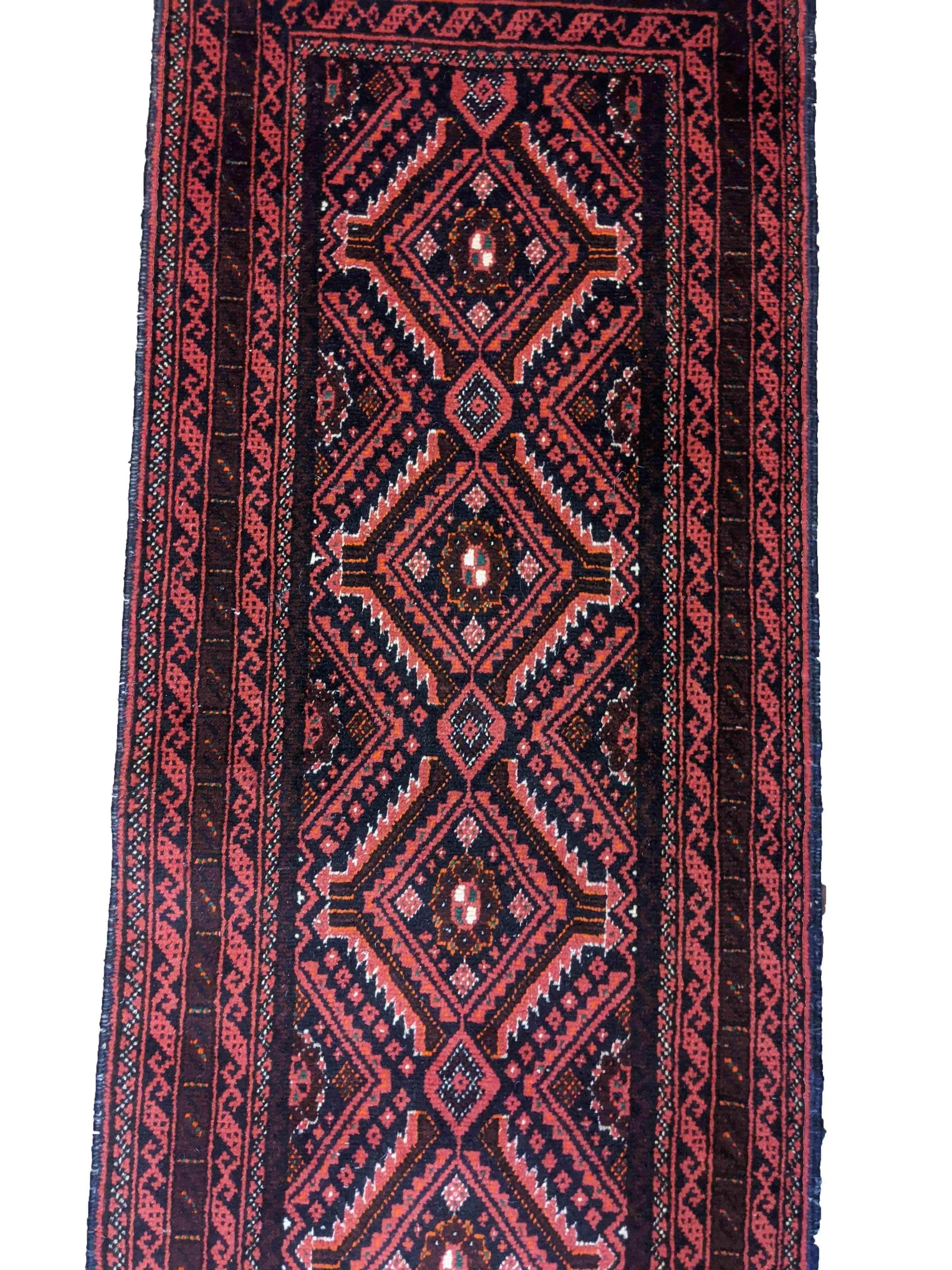 277 x 62 cm Persian Baluch Traditional Red Rug - Rugmaster