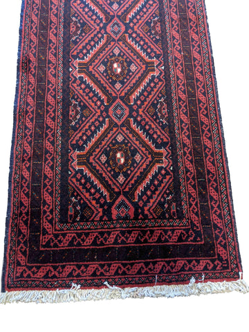 277 x 62 cm Persian Baluch Traditional Red Rug - Rugoutlet