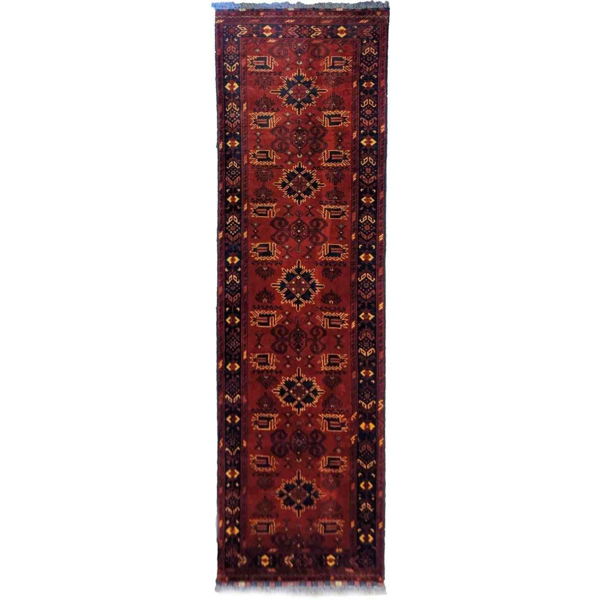 277 x 72 cm Afghan Khan Tribal Red Rug - Rugmaster