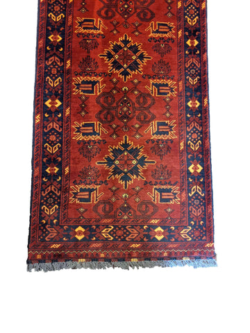277 x 72 cm Afghan Khan Tribal Red Rug - Rugoutlet