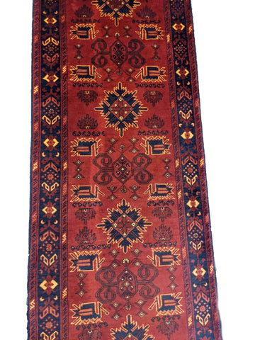 277 x 72 cm Afghan Khan Tribal Red Rug - Rugoutlet