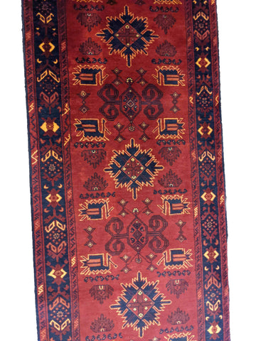 277 x 72 cm Afghan Khan Tribal Red Rug - Rugoutlet