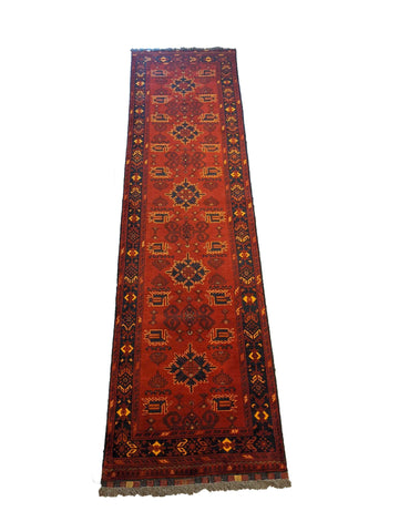 277 x 72 cm Afghan Khan Tribal Red Rug - Rugoutlet