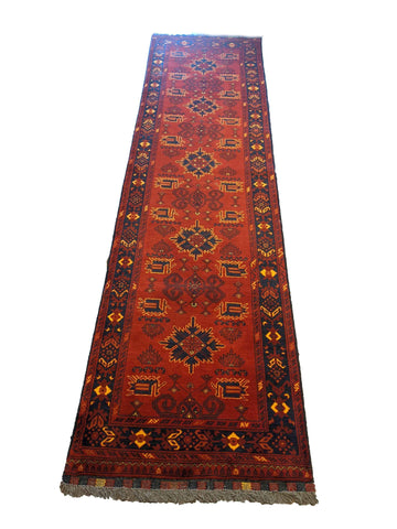 277 x 72 cm Afghan Khan Tribal Red Rug - Rugoutlet