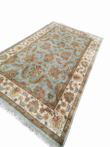 280 x 183 cm Indo-Ziegler Antique Green Large Rug - Rugmaster
