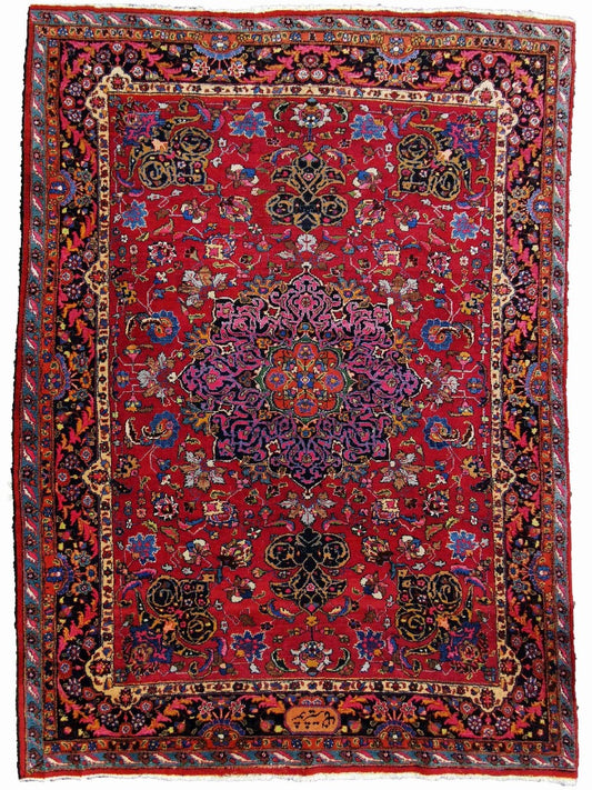 280 x 198 cm Mashad Traditional Red Large Rug - Rugmaster