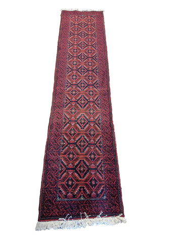 280 x 62 cm Persian Baluch Red Traditional Red Rug - Rugoutlet