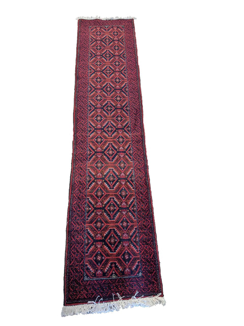 280 x 62 cm Persian Baluch Red Traditional Red Rug - Rugoutlet