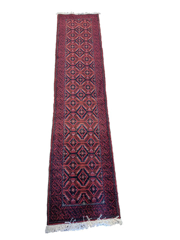 280 x 62 cm Persian Baluch Red Traditional Red Rug - Rugoutlet