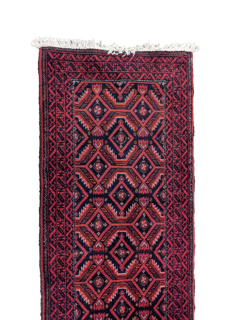 280 x 62 cm Persian Baluch Red Traditional Red Rug - Rugoutlet