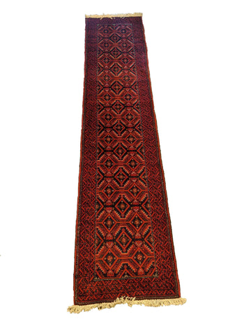280 x 62 cm Persian Baluch Red Traditional Red Rug - Rugoutlet