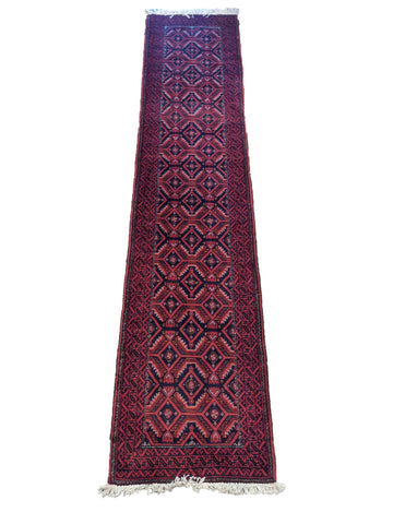 280 x 62 cm Persian Baluch Red Traditional Red Rug - Rugoutlet