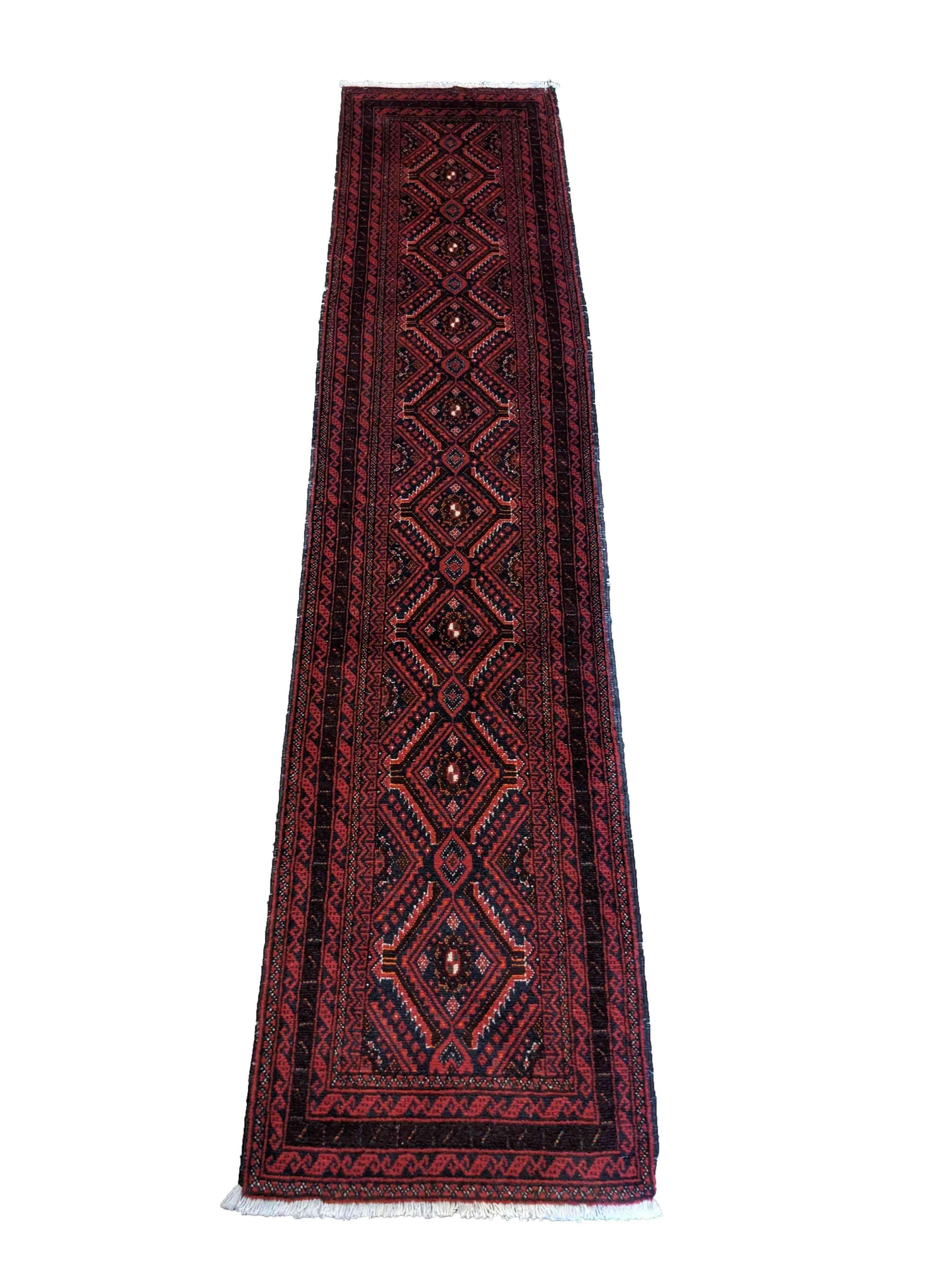 280 x 62 cm Persian Baluch Traditional Red Rug - Rugoutlet