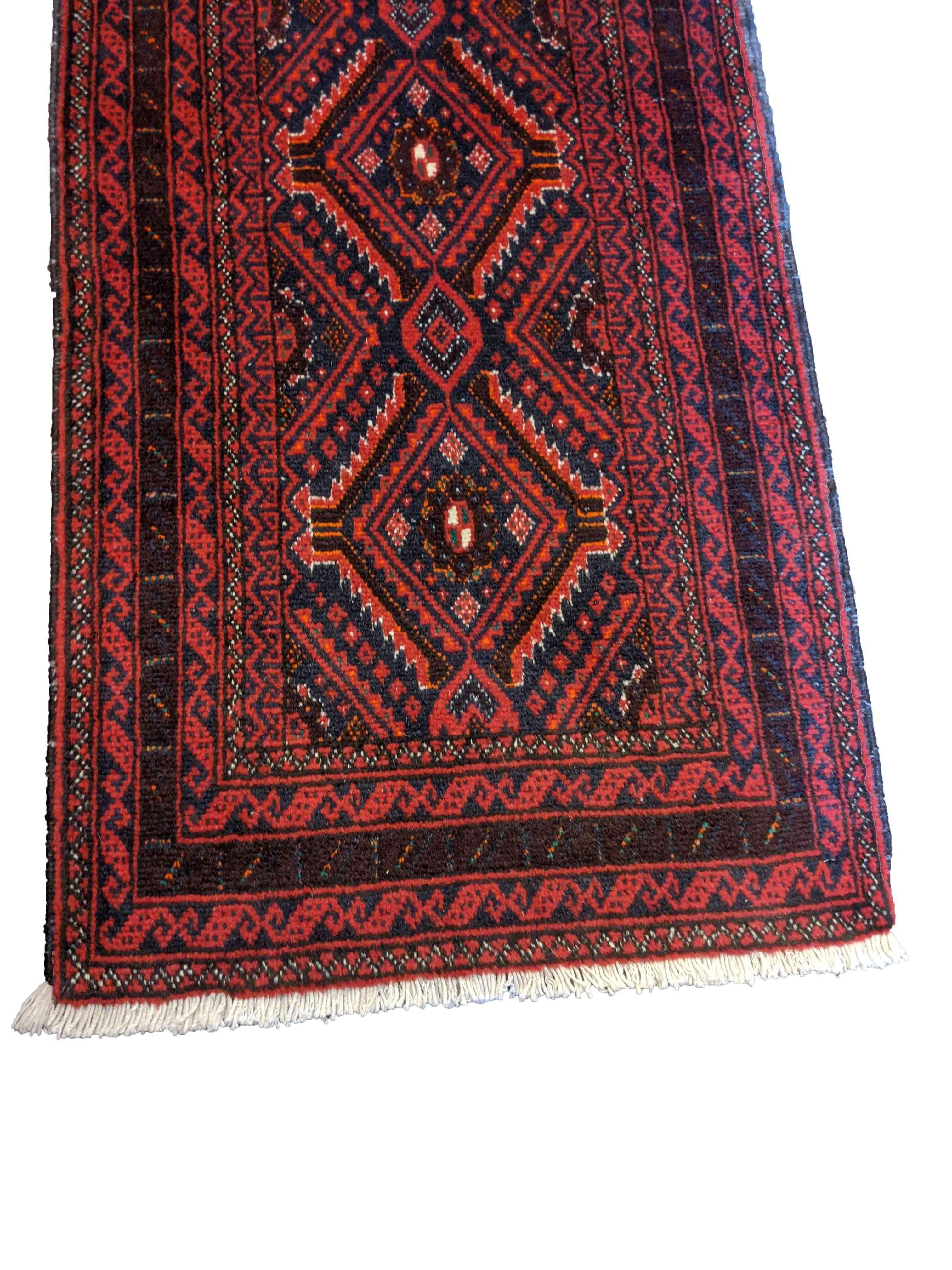 280 x 62 cm Persian Baluch Traditional Red Rug - Rugoutlet