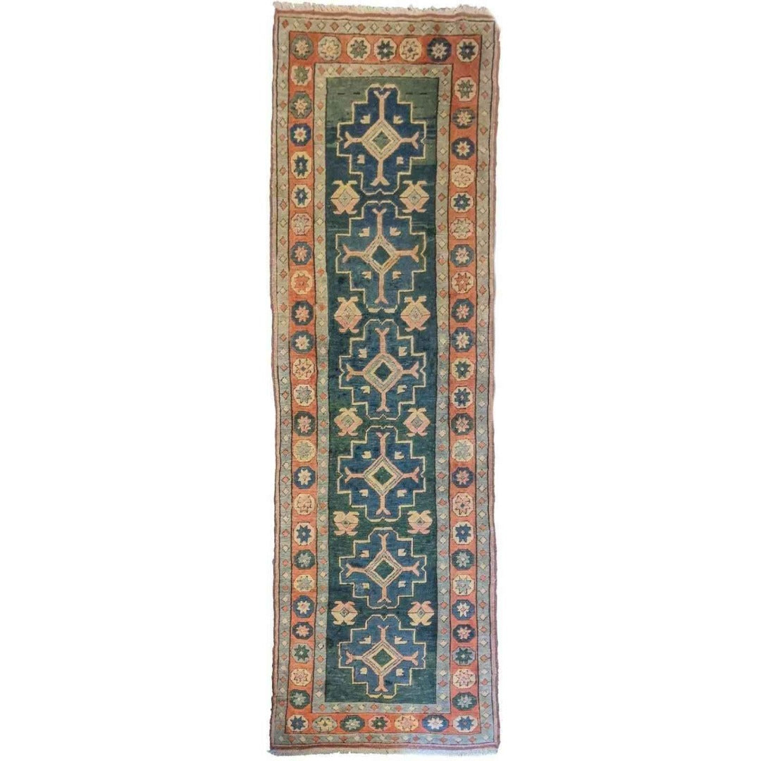 280 x 94 cm Turkish Karz Traditional Green Rug - Rugoutlet