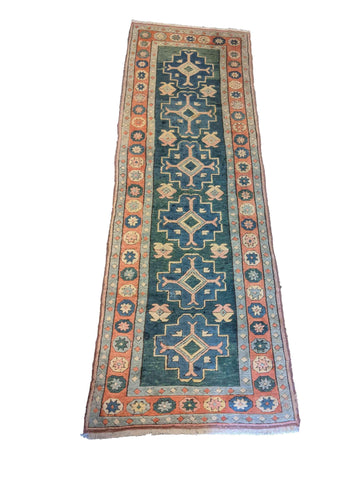 280 x 94 cm Turkish Karz Traditional Green Rug - Rugoutlet