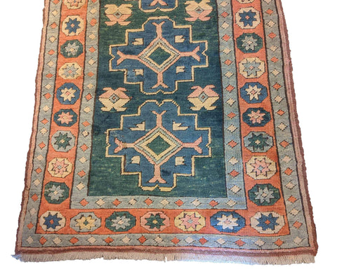 280 x 94 cm Turkish Karz Traditional Green Rug - Rugoutlet