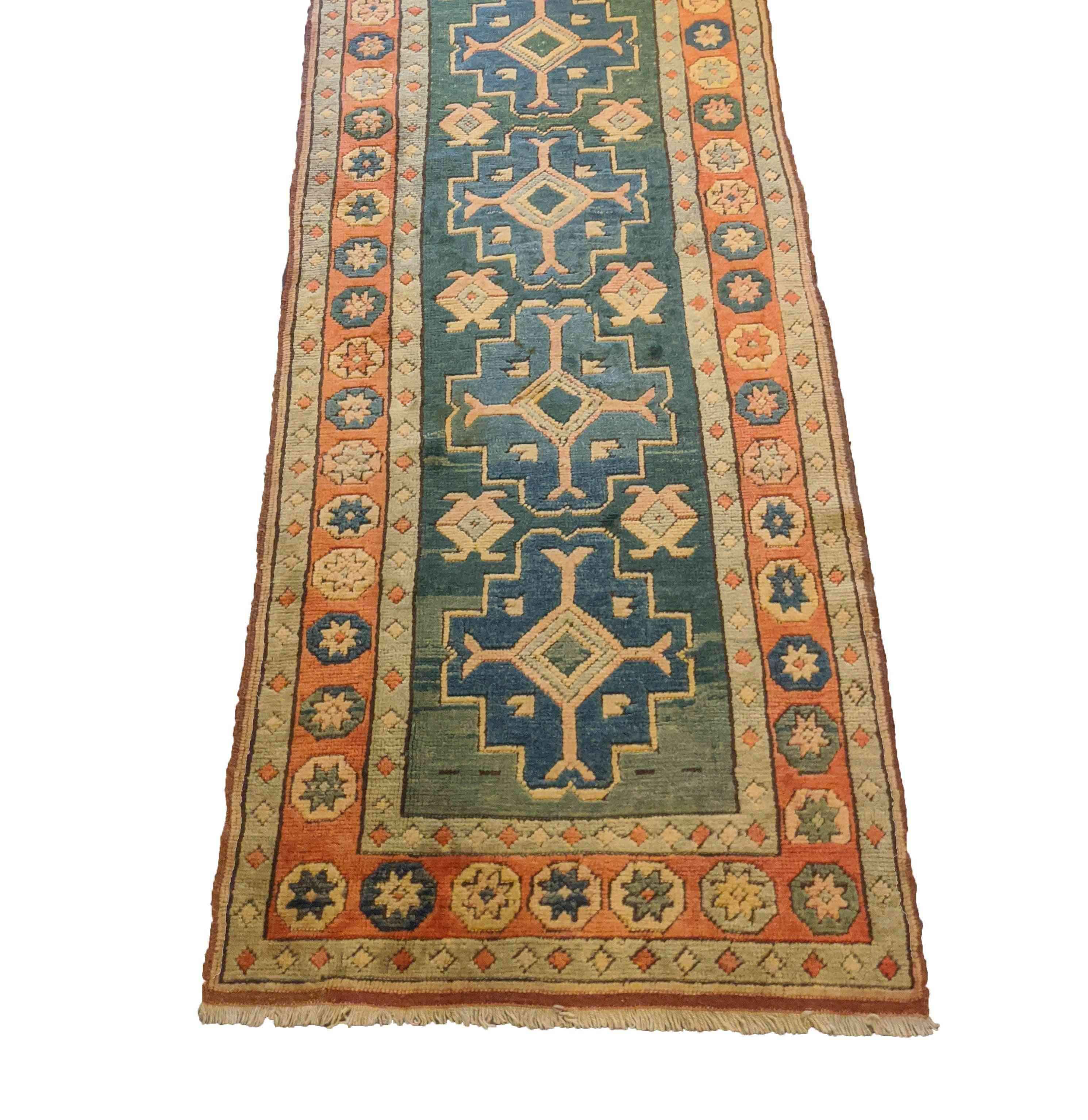 280 x 94 cm Turkish Karz Traditional Green Rug - Rugoutlet