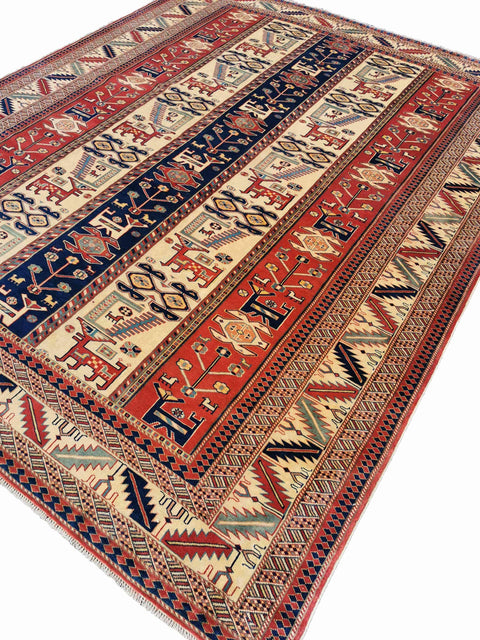 281 x 227 cm Fine Kazak Modern Red Large Rug - Rugmaster