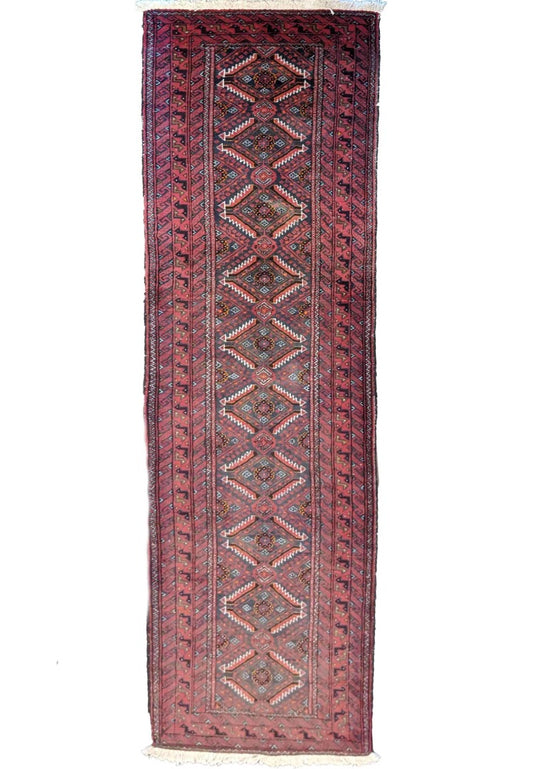 282 x 59 cm Persian Baluch Traditional Red Rug - Rugoutlet