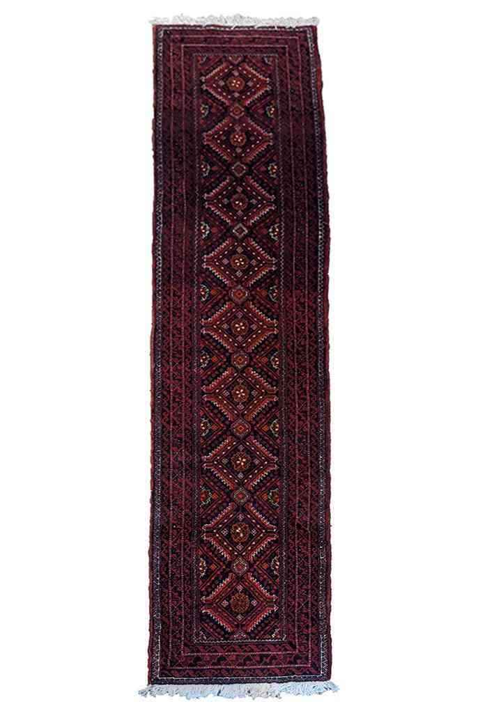 282 x 59 cm Persian Baluch Traditional Red Rug - Rugmaster
