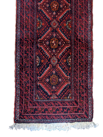 282 x 59 cm Persian Baluch Traditional Red Rug - Rugoutlet