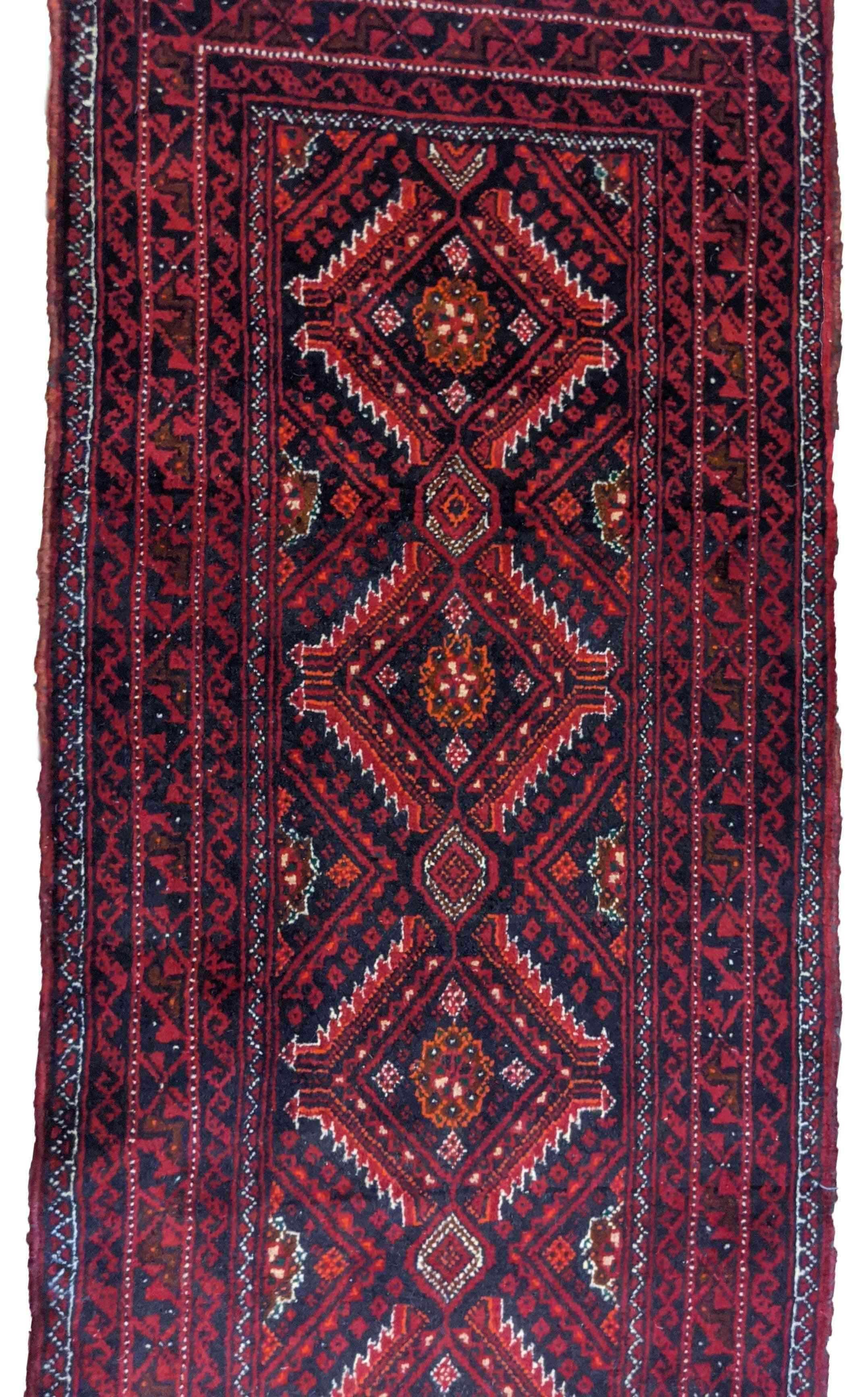 282 x 59 cm Persian Baluch Traditional Red Rug - Rugmaster