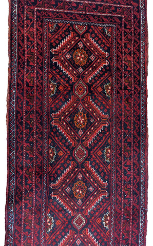 282 x 59 cm Persian Baluch Traditional Red Rug - Rugoutlet
