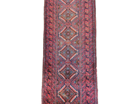 282 x 69 cm Persian Baluch Traditional Red Rug - Rugoutlet