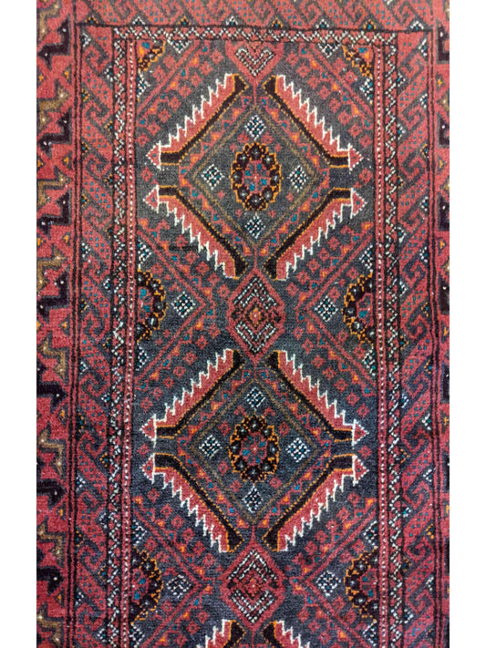 282 x 69 cm Persian Baluch Traditional Red Rug - Rugmaster