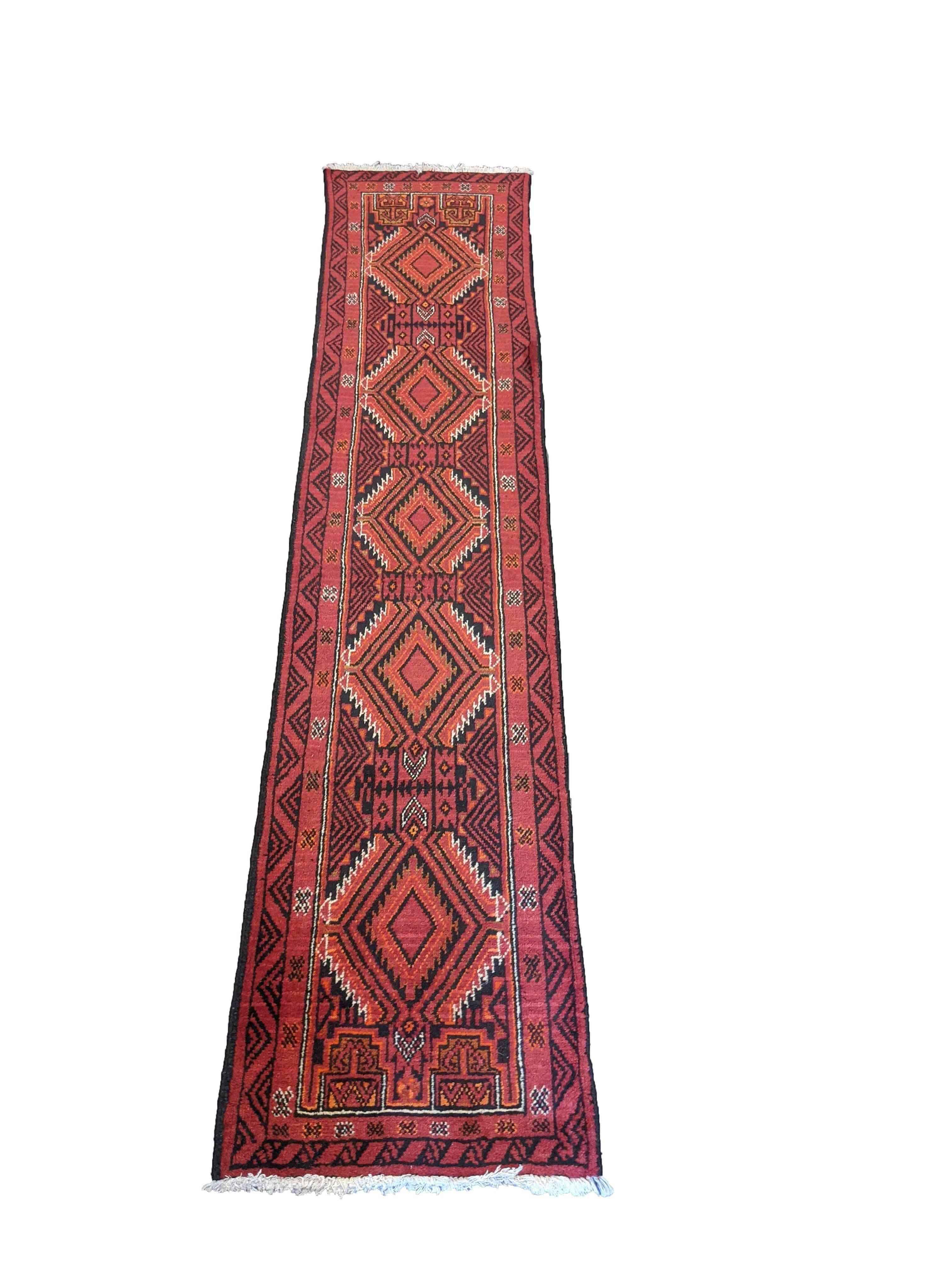 283 x 64 cm Persian Baluch Traditional Red Rug - Rugoutlet