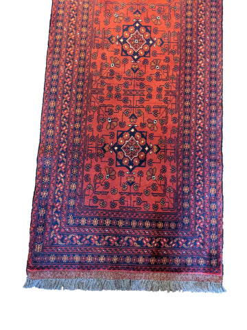 283 x 78 cm Afghan Khan Tribal Red Rug - Rugoutlet