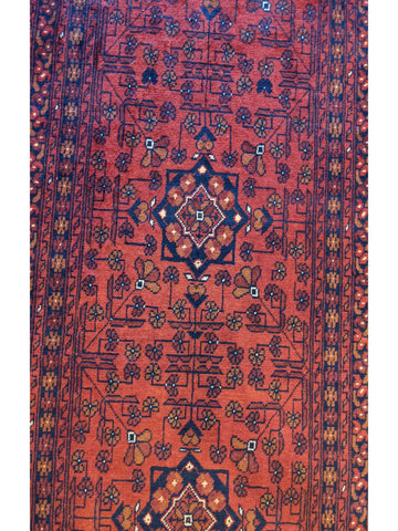283 x 78 cm Afghan Khan Tribal Red Rug - Rugoutlet