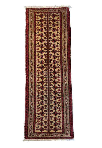 284 x 59 cm Persian Baluch Red Yellow Traditional Yellow Rug - Rugoutlet