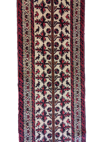 284 x 59 cm Persian Baluch Red Yellow Traditional Yellow Rug - Rugoutlet