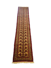 284 x 59 cm Persian Baluch Red Yellow Traditional Yellow Rug - Rugoutlet