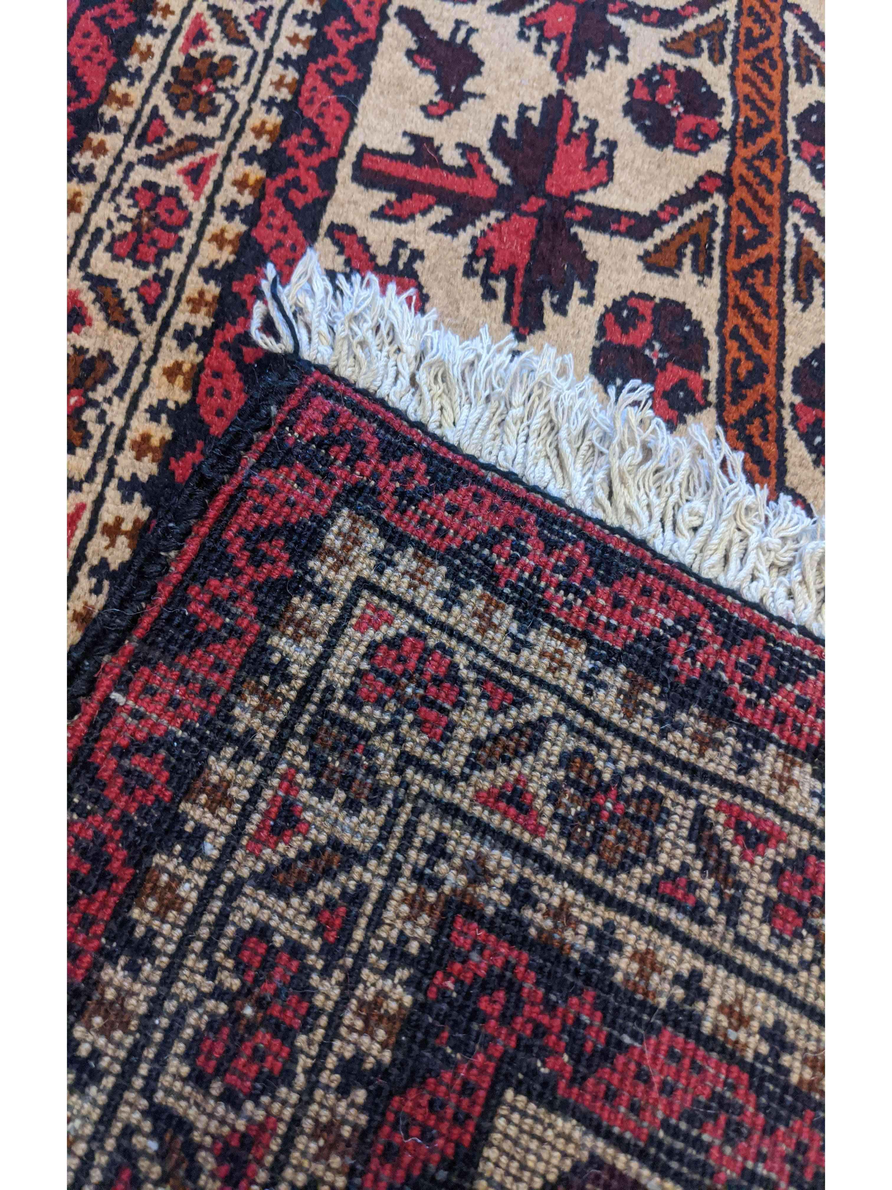 284 x 59 cm Persian Baluch Red Yellow Traditional Yellow Rug - Rugoutlet